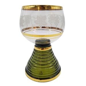 Etched Flowery Wine Glass